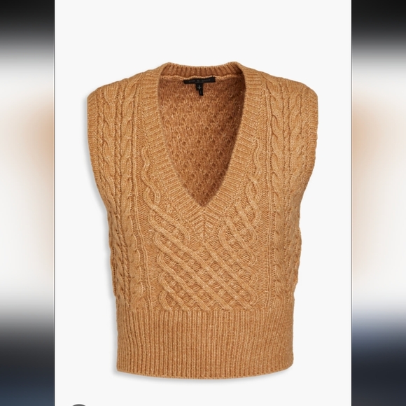 rag & bone Cable Knit V-Neck Sweater Vest - Brown - Picture 2 of 7